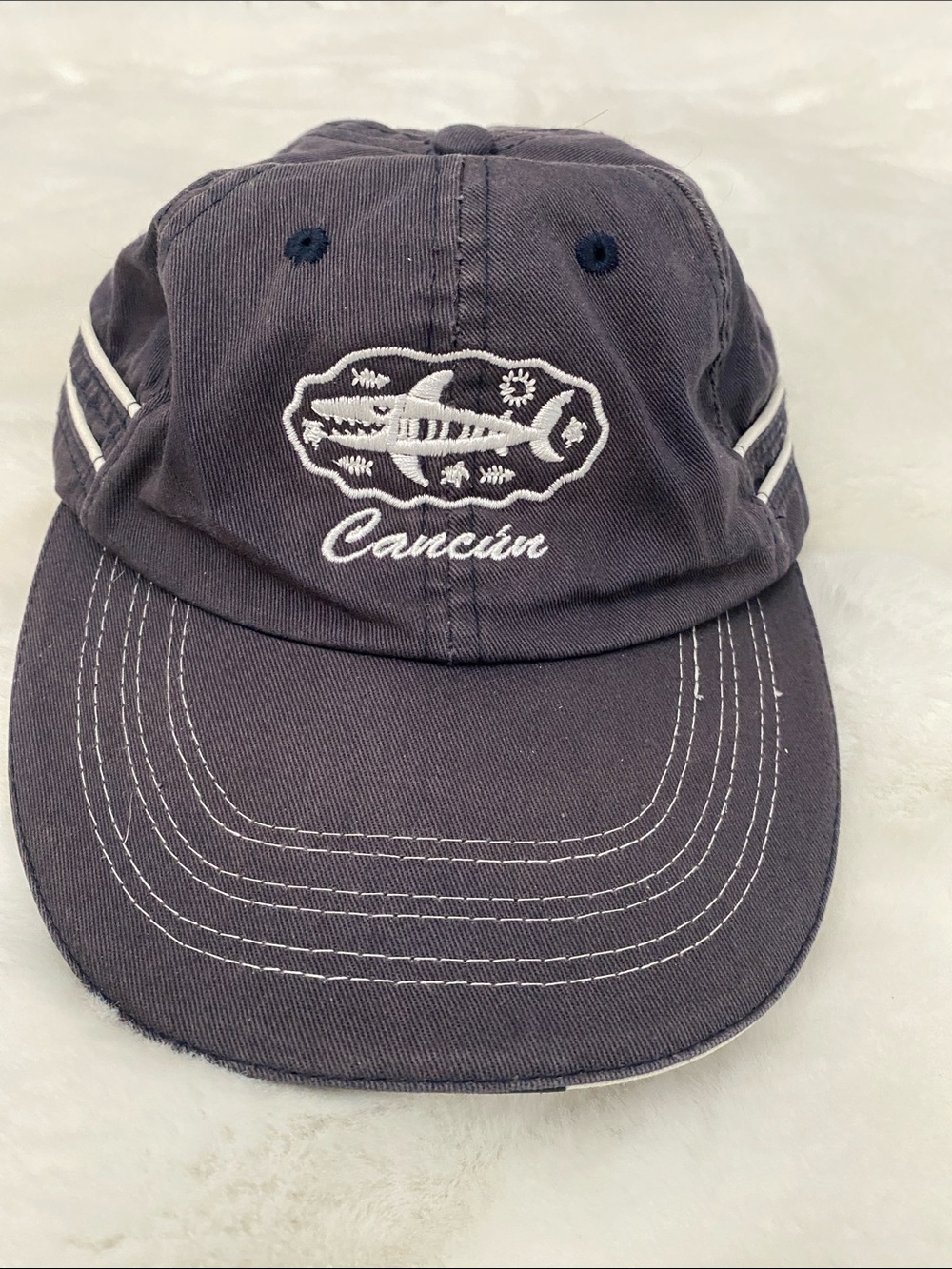 Embroidered Shark “Cancun” Baseball Cap - Navy